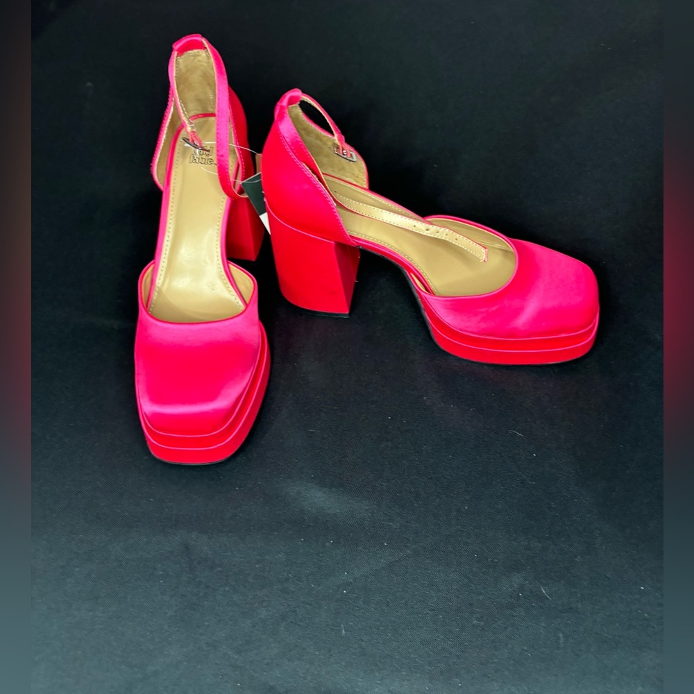 Women's Martine Block Heels - PINK SATIN - Picture 8 of 9